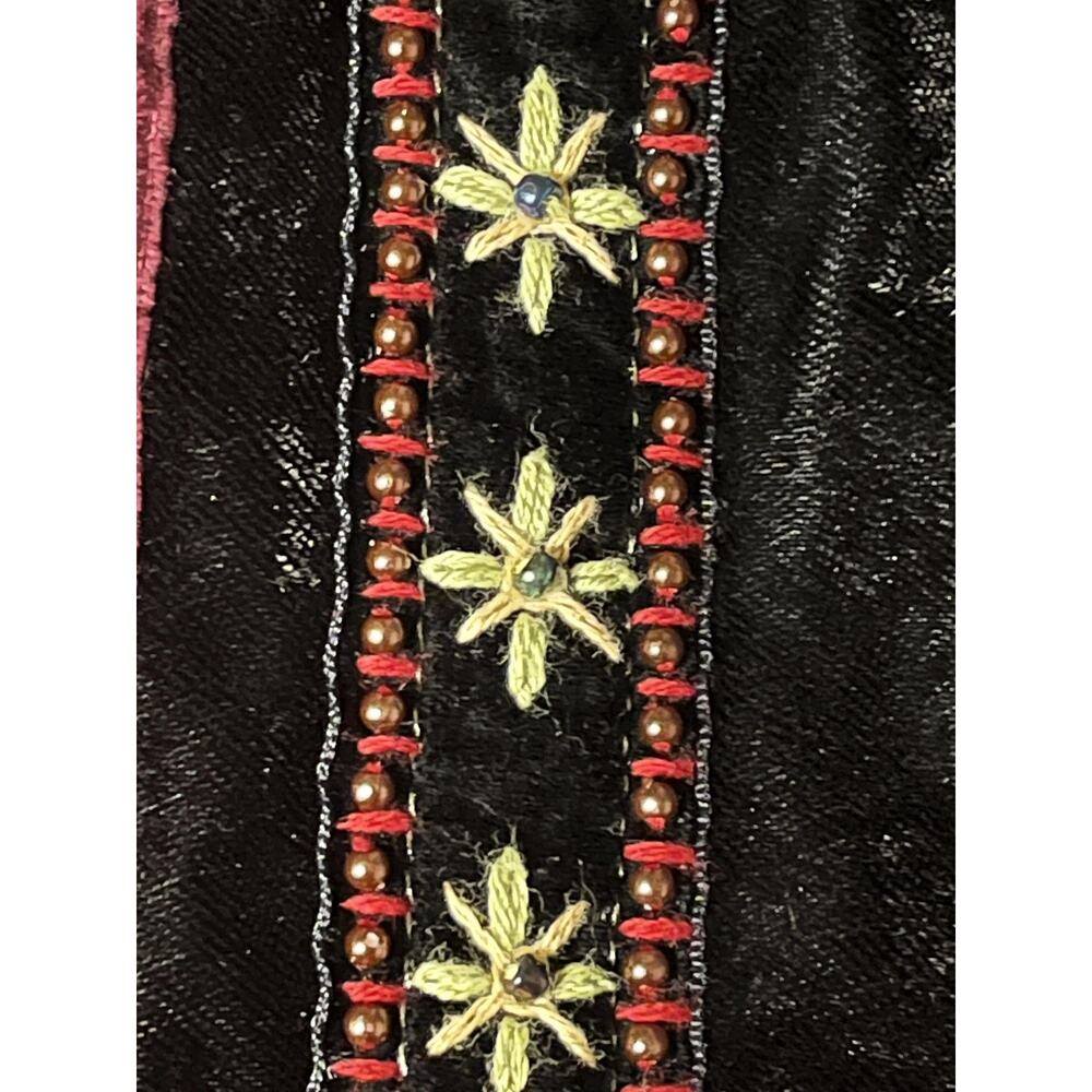 Crazy Horse Sweater Womens XL Black Red Patchwork Corduroy Velvet Zip Cardigan - Picture 8 of 12
